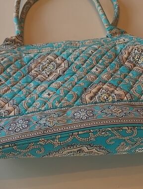 Vera Bradley Turquoise Patterned Quilted Tote Bag